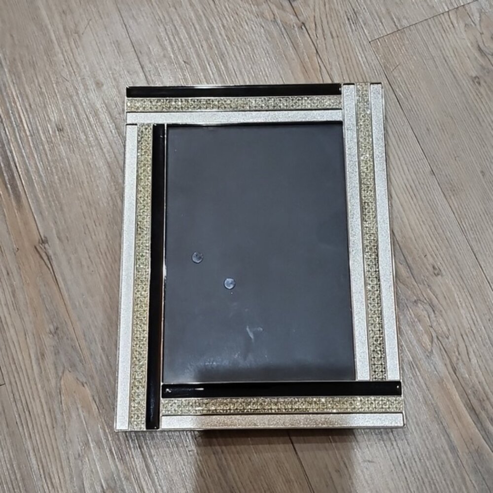 Vintage Bowring Picture Photo Frame Black And Clear Gemstones